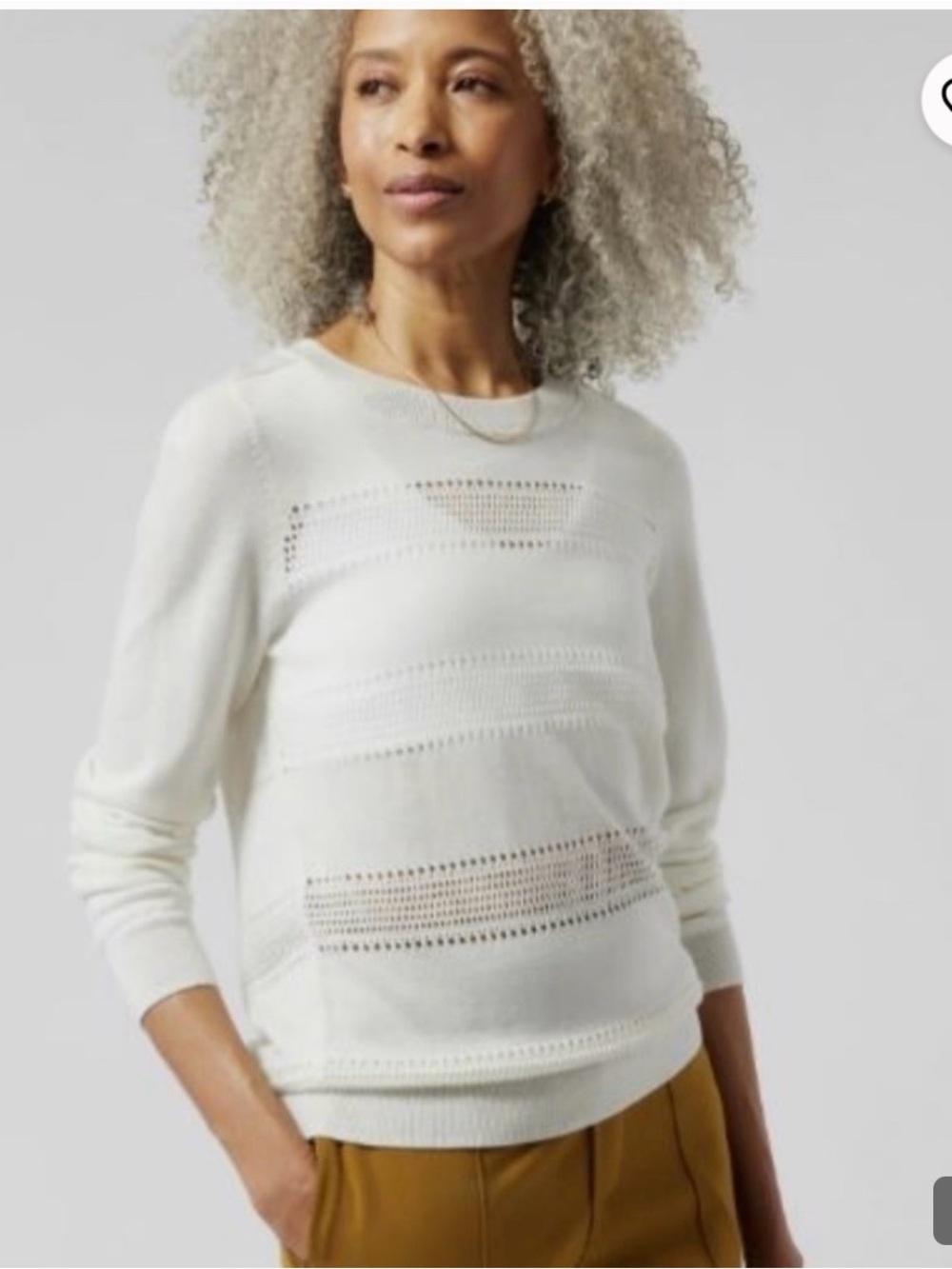 Athleta Cottage Pointelle Crewneck Sweater